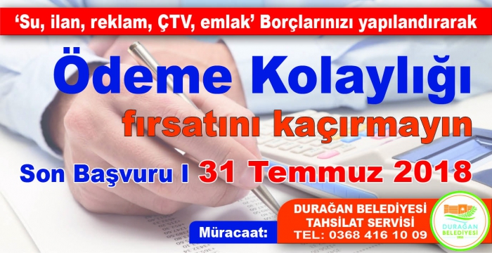 Durağan Belediyesi'ne Borcu Olan Mükelleflerin DİKKATİNE!!!