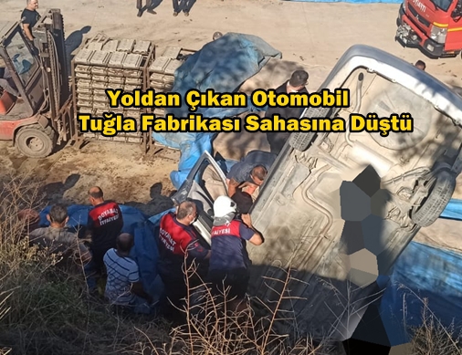 Boyabat'ta Yoldan Çıkan Otomobil Tuğla Fabrikası Sahasına Düştü 1 Yaralı